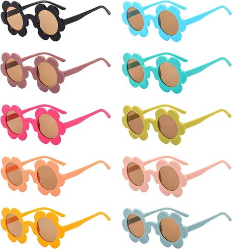 Pibupibu 10 Pack 5.71'' Flower Sunglasses Adult Bulk, Fun Cute Flower Glasses for Women Party Favors in Kuwait