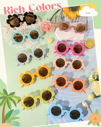 Pibupibu 10 Pack 5.71'' Flower Sunglasses Adult Bulk, Fun Cute Flower Glasses for Women Party Favors in Kuwait