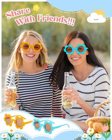 Pibupibu 10 Pack 5.71'' Flower Sunglasses Adult Bulk, Fun Cute Flower Glasses for Women Party Favors in Kuwait