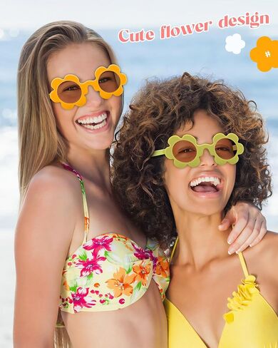 Pibupibu 10 Pack 5.71'' Flower Sunglasses Adult Bulk, Fun Cute Flower Glasses for Women Party Favors in Kuwait