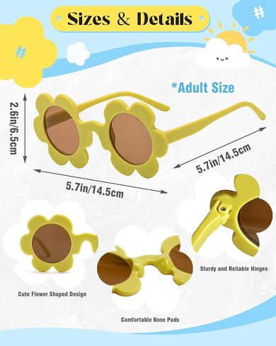 Pibupibu 10 Pack 5.71'' Flower Sunglasses Adult Bulk, Fun Cute Flower Glasses for Women Party Favors in Kuwait