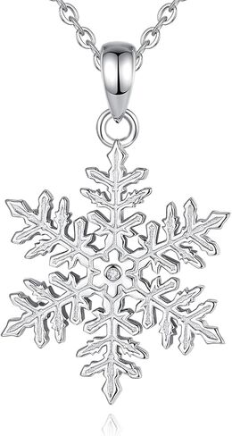 EUDORA S925 Sterling Silver Snowflake Necklace for Women, Snowflake Pendant Winter Holiday Jewelry Original Gifts for Women Wife Mother Daughter Snowflake Lovers, 18" in Saudi Arabia