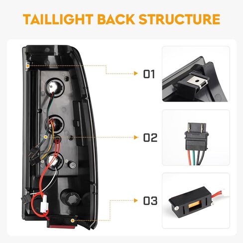 LED Tail Light Fit for Chevy Silverado 1500 2500 2003-2006, for GMC Sierra 1500 1500HD 2500 2500HD 3500 2004-2006, for Silverado/Sierra Classic 2007, Chrome Housing Smoke Lens in Saudi Arabia