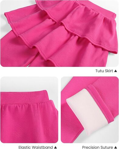 Auranso Girls Fleece Lined Leggings with Skirt Kids Winter Warm Tutu Pants 4-14 Years in Kuwait