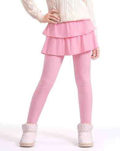 Auranso Girls Fleece Lined Leggings with Skirt Kids Winter Warm Tutu Pants 4-14 Years in Kuwait