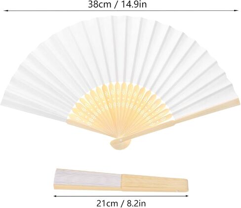 36 PCS Rose Lace Floral Folding Hand Fans with Organza Bag - 9.05 Inch Chinese Retro Hand Fans, White Wedding Folding Fans for Women, Decorative Folding Fans for Tea Parties & Bridal Events in Saudi Arabia