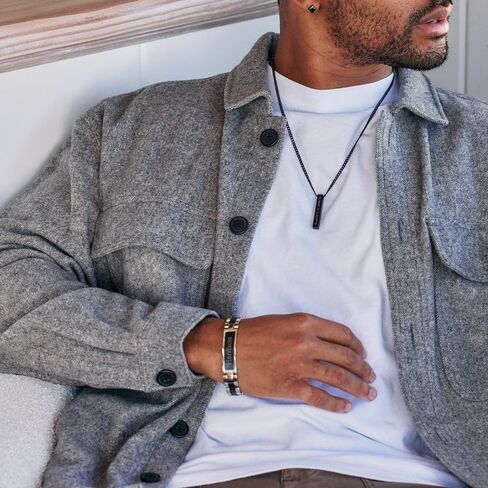 سوار معرف رجالي من الفولاذ المقاوم للصدأ منقوش خصيصًا من EVE'S ADDICTION، بطول 8.75 بوصة - سوار باسم شخصي له - سوار مخصص للرجال - هدية مخصصة له in Kuwait