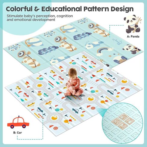 سجادة لعب مبطنة من Gimars مقاس 50 بوصة × 50 بوصة، سجادة لعب بتصميم لطيف على شكل نمط لطيف، سجادة لعب أطفال سميكة من قطعة واحدة للأرضيات، غير قابلة للانزلاق وقابلة للغسل في الغسالة للرضع والأطفال الصغار، قابلة للطي لسهولة التخزين in Kuwait