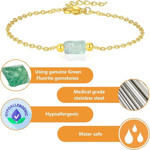 Raw Stone Healing Bracelet with Amethyst/Rose Quartz/Green Fluorite/Obsidian/Crystal Quartz for Meditation,Cleansing and Relaxing Purpose-Thoughtful Gift for Crystal Lovers in Saudi Arabia