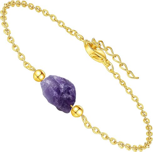 Raw Stone Healing Bracelet with Amethyst/Rose Quartz/Green Fluorite/Obsidian/Crystal Quartz for Meditation,Cleansing and Relaxing Purpose-Thoughtful Gift for Crystal Lovers in Saudi Arabia