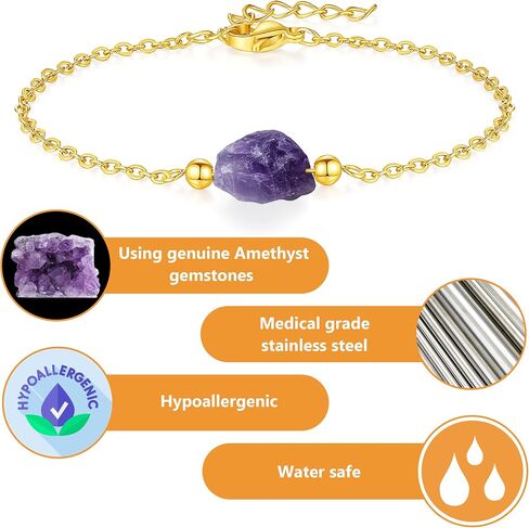 Raw Stone Healing Bracelet with Amethyst/Rose Quartz/Green Fluorite/Obsidian/Crystal Quartz for Meditation,Cleansing and Relaxing Purpose-Thoughtful Gift for Crystal Lovers in Saudi Arabia
