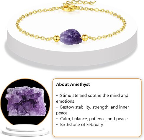 Raw Stone Healing Bracelet with Amethyst/Rose Quartz/Green Fluorite/Obsidian/Crystal Quartz for Meditation,Cleansing and Relaxing Purpose-Thoughtful Gift for Crystal Lovers in Saudi Arabia