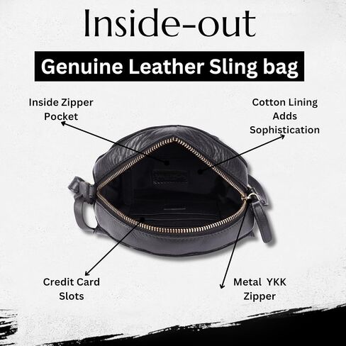 Genuine Italian Leather Boho Studded Round Crossbody Sling Bag - Stylish, Durable, & Perfect for Everyday Use for women in Kuwait