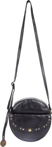 Genuine Italian Leather Boho Studded Round Crossbody Sling Bag - Stylish, Durable, & Perfect for Everyday Use for women in Kuwait