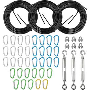 Aoneky 20' 35' 55' Baseball Batting Cage Cable Kit - Batting Cage Netting Wire Tension Kit - Sports Batting Cage Cable Suspension Kit