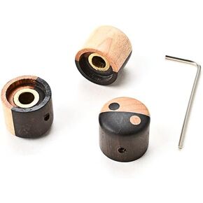 3pcs Wood Guitar Knobs Bass Dome Knobs Audio Knob Volume Control Knobs for Electric Guitar or Precision Bass (Brown)