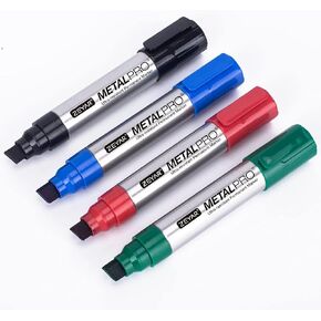 ZEYAR Permanent Markers, JUMBO Size, Aluminum Barrel, Set of 4, Waterproof & Smear Proof Markers, Writes on most surfaces (Black, Blue, Red, Green)