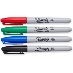 SHARPIE Permanent Markers, Fine Point, Assorted Colors, 4-Pack (30074)
