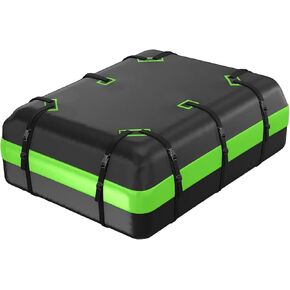 حقيبة نقل البضائع على سطح السيارة من جاسادار، 21 قدم مكعب، 100% مقاومة للماء 900D شديدة التحمل على سطح السيارة لجميع المركبات مع/بدون رف، حصيرة مضادة للانزلاق، 6 خطافات للأبواب، شريطين إضافيين - أسود وأخضر in Kuwait