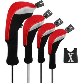 Andux 4pcs / Set Golf 460cc Driver Wood Club يغطي رأس الرقبة الطويلة مع أرقام قابلة للتبديل.