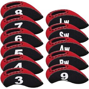 BIG TEETH Golf Iron Head Covers 11Pcs Neoprene Golf Club Protector Flexible with Window and Number Tag Multi Color