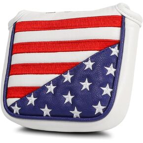 GonaFit USA Flag Magnetic Closure Golf Mallet Putter Head Cover for Taylormade Odyssey Scotty Cameron Ping, Durable and Light-Weighted Mallet Putter Headcover