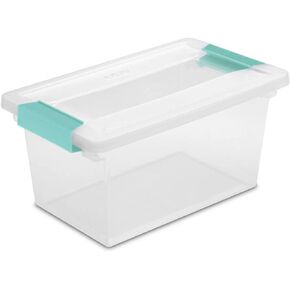 Sterilite 19628604 Medium Clip Clear Storage Box With Latched Lid - 11"L x 6-5/8"W x 5-3/8"H