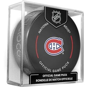 Montreal Canadiens Official Game Hockey Puck with Holder