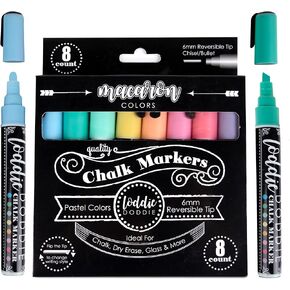 Loddie Doddie Liquid Chalk Markers for Chalkboard - 6mm Reversible Chisel and Bullet Tips, Chalkboard Markers Erasable, Macaron Pastel Chalk Pens 8 Count in Saudi Arabia