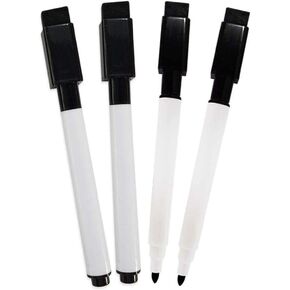 Fine tip Dry Erase Black Markers with Magnetic Cap and Eraser, Perfect for Dry Erase Boards and Whiteboards Pack of 5