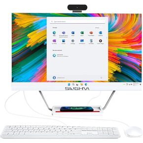 كمبيوتر مكتبي الكل في واحد مقاس 24 بوصة، معالج Intel i7 رباعي النواة بنظام التشغيل Windows 11، وذاكرة وصول عشوائي سعتها 16 جيجابايت، ومحرك أقراص SSD سعة 512 جيجابايت، ووظيفة الشحن اللاسلكي، ولوحة مفاتيح وماوس سلكية، ومكبر صوت RGB وكاميرا ويب، أبيض (i7/16G in Kuwait