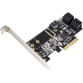 IO CREST SI-PEX40138 داخلي 4 منافذ Non-Raid SATA III 6 جيجابايت/ثانية مع بطاقة تحكم M.2 B-Key 22x42 Pci-E X4 لأجهزة الكمبيوتر المكتبية تدعم SSD وHDD مع دعامة منخفضة المستوى. شرائح JMB585 in Kuwait
