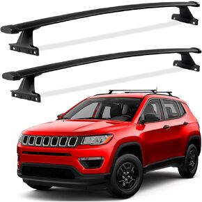 Compass Cross Bars, 220lbs Roof Racks Compatible with Jeep Compass 2018-2024 (with Side ROOF Rails), Heavy Duty Aluminum Roof Rails Crossbars Luggage Cargo Carrier Car SUV Accessories