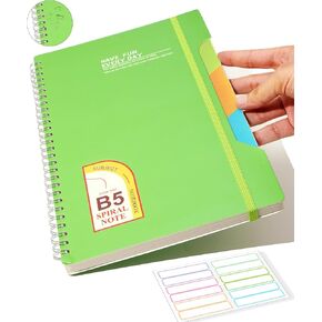 4 Pack Hardcover Spiral Notebook 5x7 Lined Journal Notebook College Ruled 320 Sheets in Total, 4 Subject A5 Spiral Notebook for Work Study and Notes, 8 Multicolor Tab Stickers Yellow Green Blue Purple in Kuwait