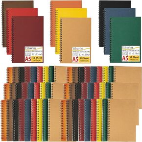Spiral Notebook Bulk,54 Pcs A5 Notebook,8.3 x 5.5 Inch Spiral Notebooks,College Ruled Spiral Journal Notebook for Office Business School Gifts Supplies,100 Pages/50 Sheets, 9 Colors