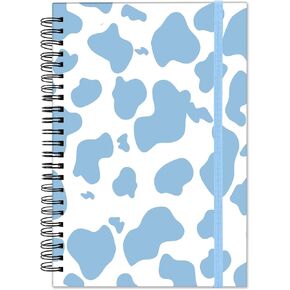 Deokke Spiral Notebook,Hardcover Journal Wide Ruled Spiral Notebook,A5 5.5 x 8.3 Inch,80GSM Thick Paper 60 Sheets 120 Pages for Girls Women School Office Aesthetic Cute-White Spot Leopard Cheetah