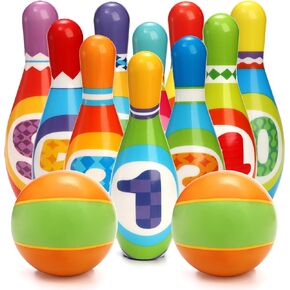 Coloch Kids Bowling Set with 10 Bowling Pins and 2 Balls, Toddle Educational Toy Game Soft Colorful Bowling Set Printed with Numbers for Baby Age 3+, Boys and Girls, Birthday Gift