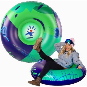 [Glider] Luxury Snow Tube for Sledding Heavy Duty Sleds with Handles for Adults - Green