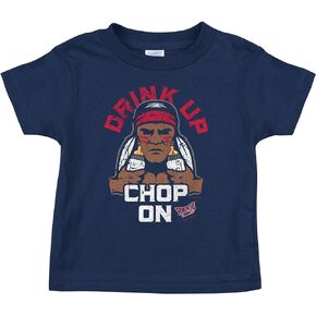 Atlanta Baseball Fans. Drink Up Chop On! Navy Onesie (NB-18M) or Toddler Tee (2T-5/6T)
