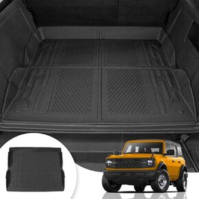 سجادات أرضية متوافقة مع 2021 2022 2023 2024 Ford Bronco Trunk Mat Cargo Liner لملحقات Ford Bronco 4 أبواب (حصيرة صندوق السيارة + سجادات الأرضية + سجادات مسند الظهر الخلفي)