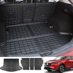 powoq Cargo Liner متوافق مع 2017-2022 Mazda CX-5 مسند الظهر حصيرة استبدال حصيرة الجذع لملحقات 2017-2019 2020 2021 2022 Mazda CX-5 (تناسب 2017-2022 CX-5، حصيرة مسند الظهر الخلفي + حصيرة الشحن الخلفية)