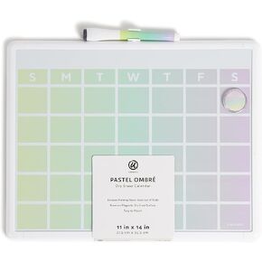 U Brands Magnetic Dry Erase Calendar Board, 14"x11", Modern White Frame, Includes Marker and Magnet