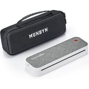 طابعة MUNBYN المحمولة لاسلكية للسفر ITP01، طابعة حرارية بلوتوث، تدعم 8.5 × 11 حرف أمريكي وA4، متوافقة مع هواتف Android وiOS والكمبيوتر المحمول، مكتب متنقل للطابعة بدون حبر (رمادي)