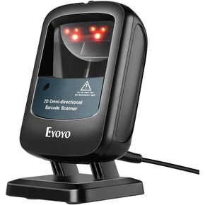 Eyoyo 2D Hands-Free Barcode Scanner, Omnidirectional USB Wired Desktop Barcode Reader 1D 2D PDF417 Data Matrix Bar Code Reader with Automatically Scanning for Retail Store Supermarket Mall Business