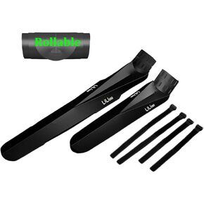 مجموعة واقيات الطين للدراجة MTB القابلة للدوران مكونة من قطعتين، حاجز أمامي وخلفي للدراجات الجبلية واقي الطين للدراجة مع أشرطة لاصقة وحلقة سهلة التعبئة، أسود in Kuwait