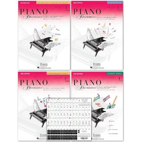 Piano Adventures Level 1 2nd Edition Bundle Set By Nancy Faber - Lesson, Theory, Performance, Technique & Artistry Books & Juliet Music Piano Keys 88/61/54/49 Full Set Removable Sticker