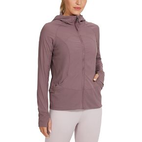 CRZ YOGA Women's Lightweight Breathable Athletic Jackets Full Zip Sweatshirt Running Hoodies with Pockets