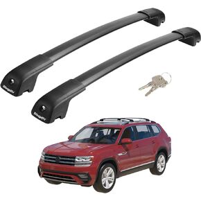 BougeRV Roof Rack Cross Bars Compatible with Volkswagen VW Atlas 2017-2024 with Anti-Theft Lock Aluminum Anti-Rust Crossbars for Roof Cargo Carrier Bag Kayak Canoe Bike Luggage Snowboard, Black