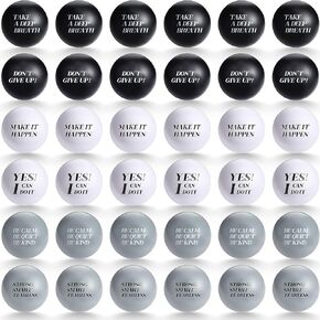 60 Pcs Stress Balls Motivational Inspirational Quotes Stress Ball Bulk Hand Exercise Balls Small Foam Balls for Adults Teens Employees Appreciation Gifts, 1.57 Inch (Gray)