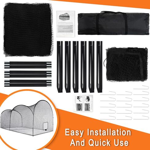 Batting Cage, Baseball Batting Cage for Backyard, Softball Batting Cage Net for Home, Baseball Training Equipment, Large Batting Cage with Steel Frame & Net, 22x12x10FT Portable Batting Cage in Kuwait